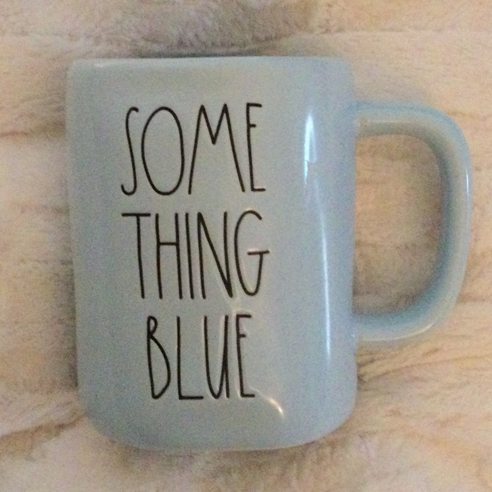 Rae Dunn coffee mug blue “Something Blue”. Wedding, fiancé, engaged, married